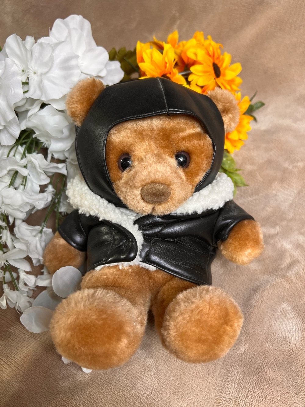 Vintage Aviator Pilot Brown Teddy Bear Lush Stuffed Animal